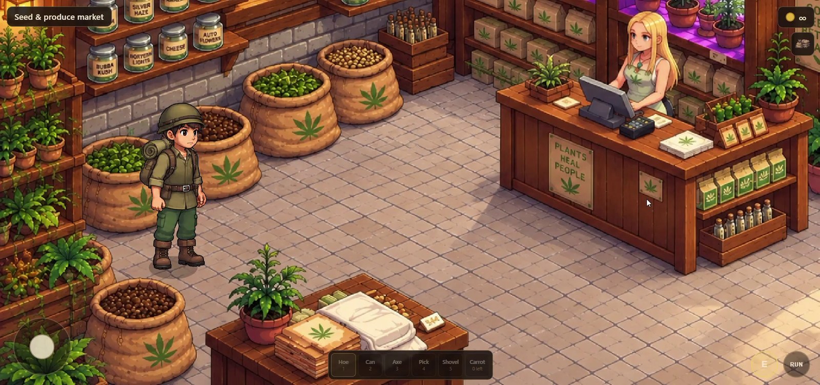 Step through the door into a fully-built shop interior.